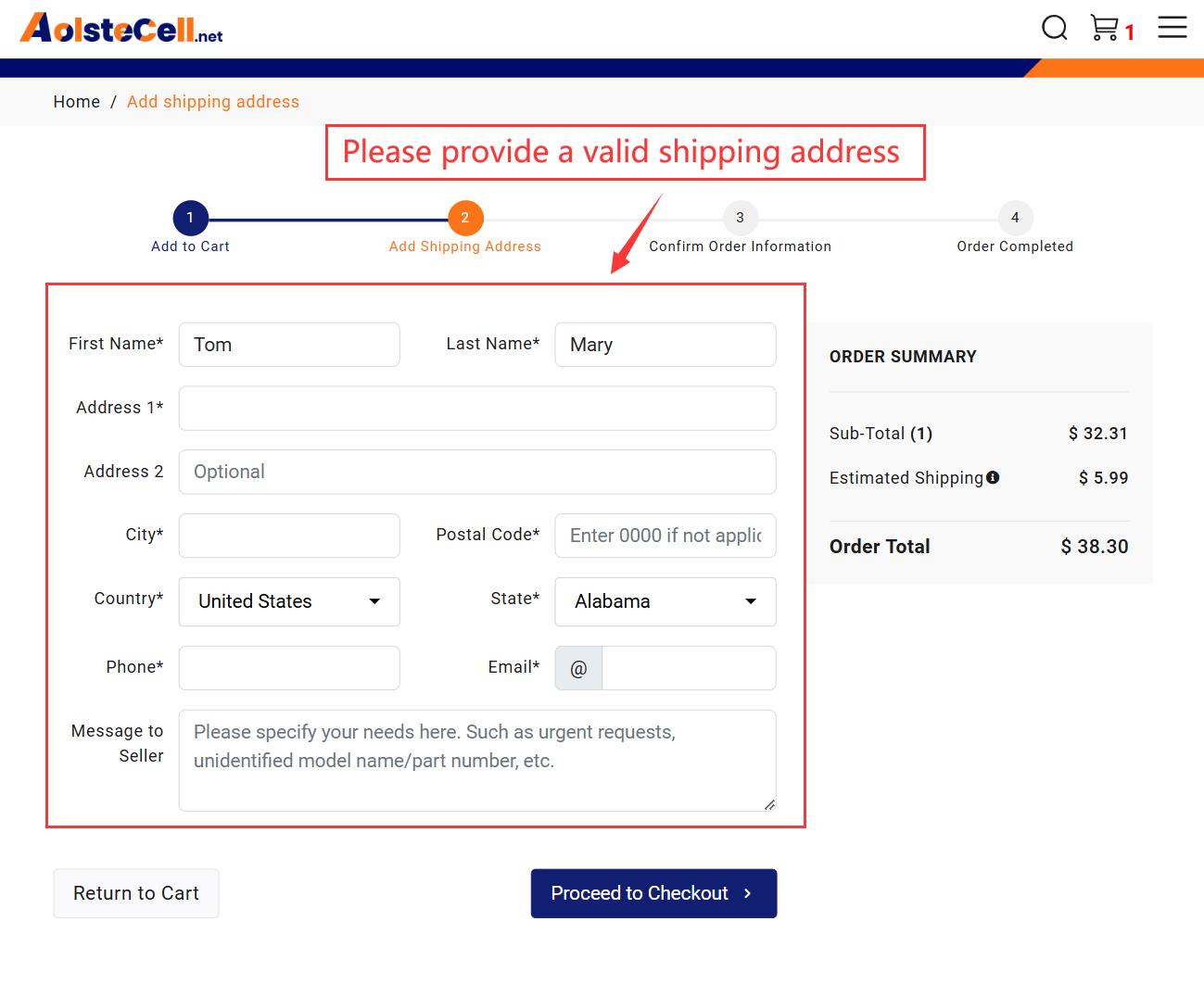 Add Shipping Address